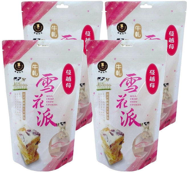 MR.JOHNSON 強森先生 雪花酥蔓越莓牛軋Q餅, 180g, 4袋