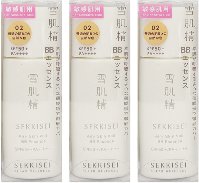 KOSE 高絲 SEKKISEI 雪肌精 漾活舒敏空氣薄紗BB精華, 02 自然膚色, 30ml, 3瓶