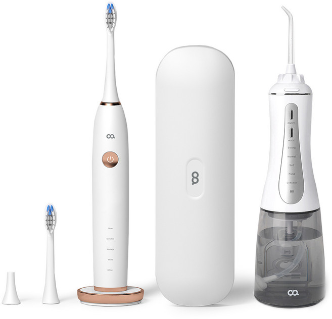 오아 클린이소프트B 전동칫솔 + 클린이 워터B 구강세정기 세트, EV0608, 혼합색상(칫솔), 화이트(세정기), 1세트