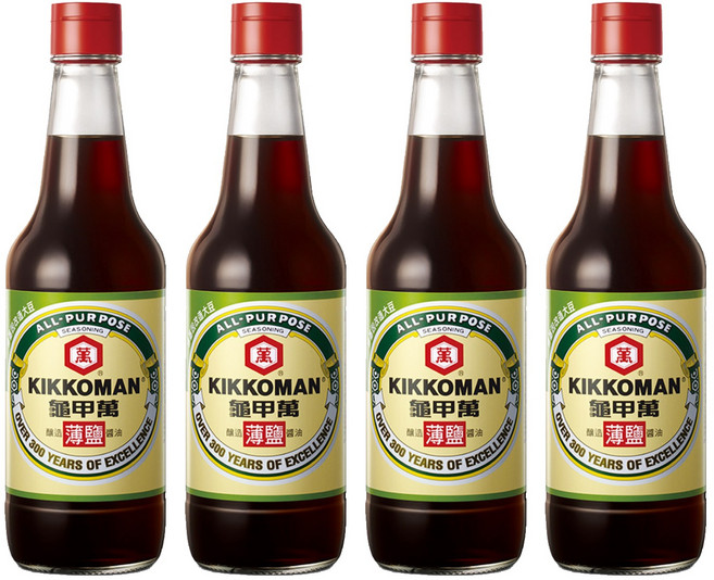KIKKOMAN 龜甲萬 釀造甘醇薄鹽醬油, 500ml, 4瓶