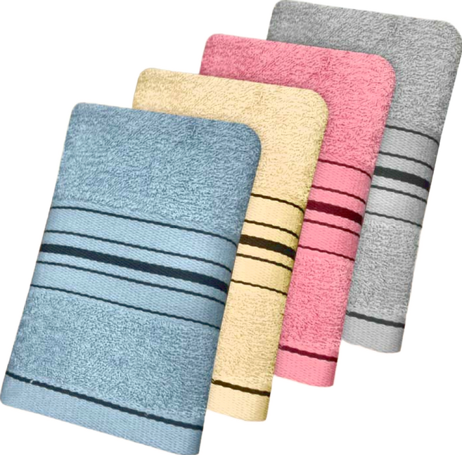 non-no 儂儂 2407石墨烯紗毛巾 棉紗 4件組 - 保持乾爽 瞬間吸水 有效除臭 親膚舒適, 藍色 + 黃色 + 粉色 + 灰色, 1組