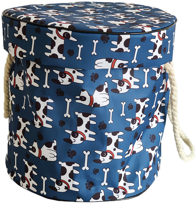 大容量快速收納牛津布束口袋桶 藍狗狗, 1個