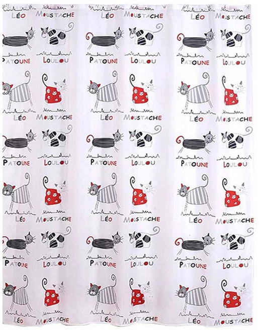 葉子小舖 時尚環保浴簾, 小貓 白色, 1個