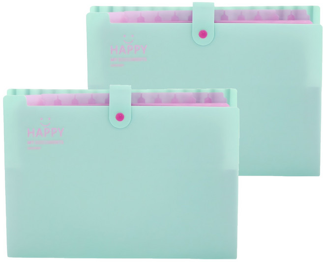 아베른 12칸 스마일 마카롱 바인더 아코디언파일, 민트, 2개