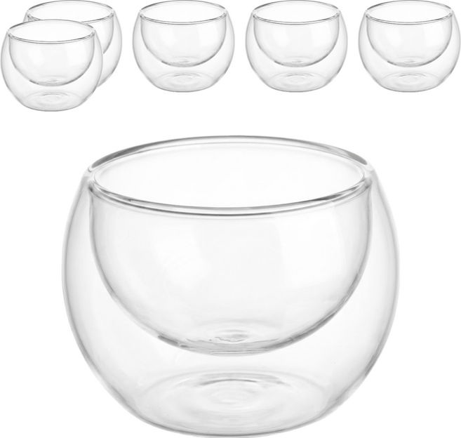 Chikao glass 奇高 耐熱香茗雙層杯 60ml, 透明色, 6個