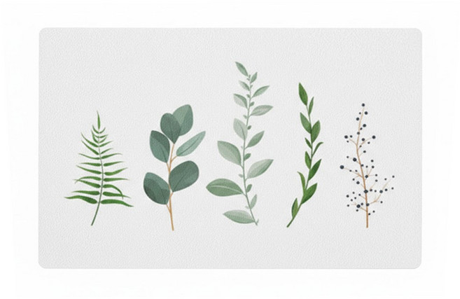 防水防油隔熱皮革餐墊, 清新綠葉, 30 x 45cm, 1個