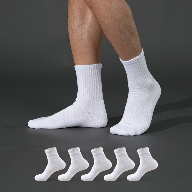 착스 남성용 데오드란트 파워 쿠션 스포티 중목 양말 5켤레 세트