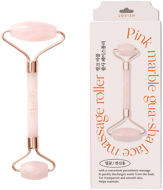 로즈쿼츠 괄사 핑크 마블 페이스 롤러, 혼합색상, 1개