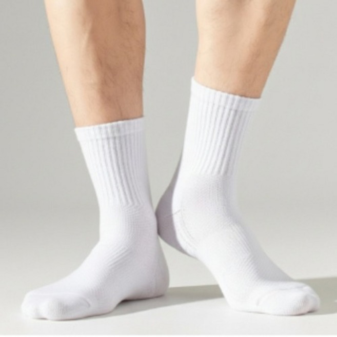 드디어대성 남성용 중목 스포츠 양말 5켤레 세트, 화이트, 1세트