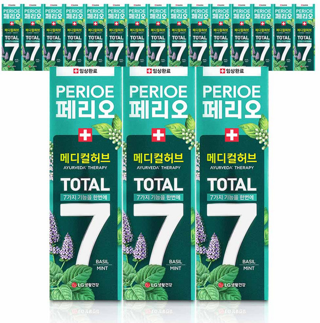 페리오 토탈7 아유르베다 메디컬허브 치약 바질민트, 100g, 18개
