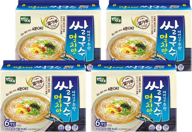 백제 멸치맛 쌀국수 6개입, 552g, 4개