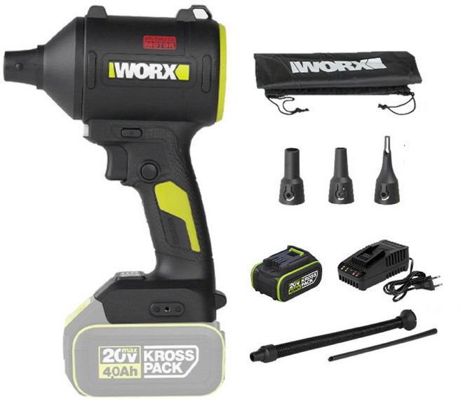WORX 충전 더스트건 20V 4.0AH 블랙 WU093, 1개