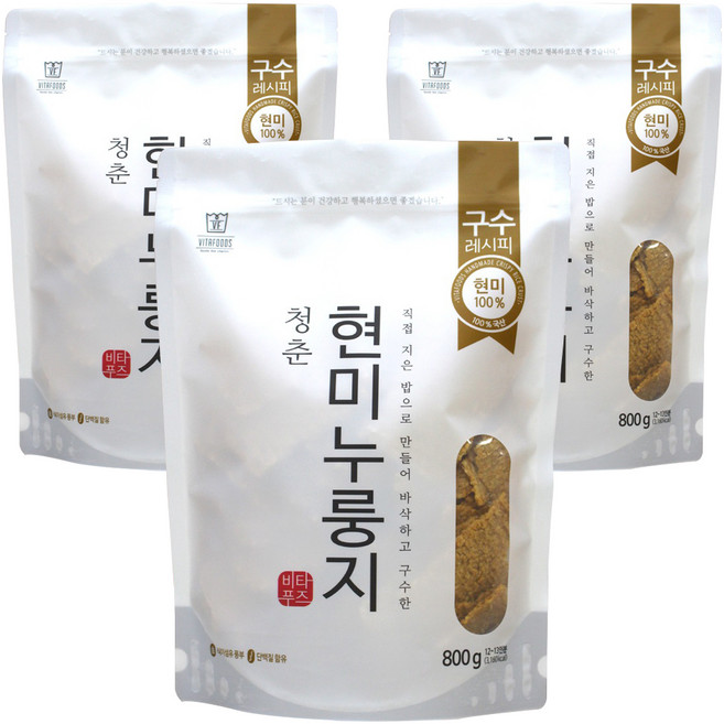 청춘누룽지 현미, 800g, 3개