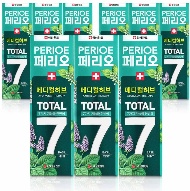 토탈7 아유르베다 메디컬허브 치약 바질민트, 100g, 9개 - 쿠팡