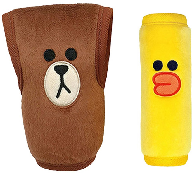 LINE FRIENDS FACE 排檔頭 + 把手護套組 台灣製, 熊大 + 莎莉, 1組