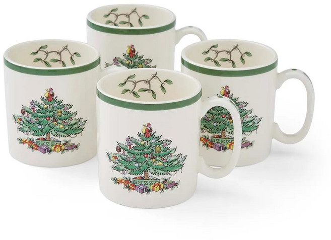 스포드 영국 크리스마스트리 머그컵, 혼합색상, 4개
