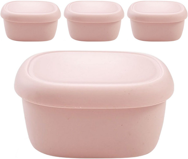 실리팟 실리콘 밀폐용기 피치핑크 중 120 x 100 x 59 mm, 4개, 단품