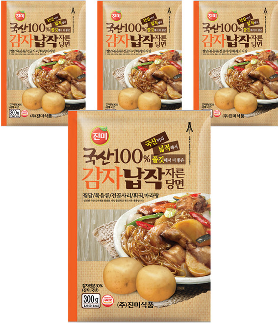 진미 국산감자 납작 자른당면, 300g, 4개