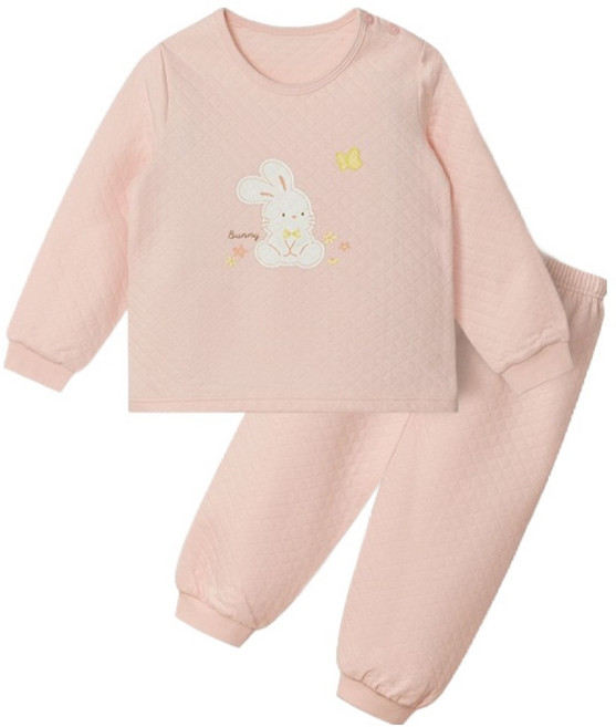 유니프랜드 리틀 버니 삼중지 보온 면 9부 상하 내의 세트