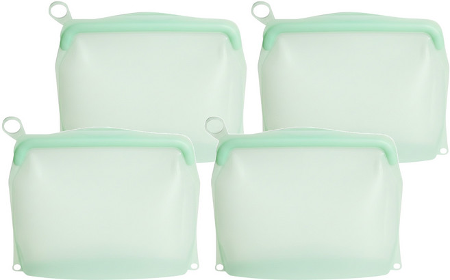 OUTSY 可密封 果凍QQ 矽膠食物夾鏈袋 顏色隨機 500ml 90g, 小巧款(18.8 x 4.6 x 16.5cm), 1個, 4個