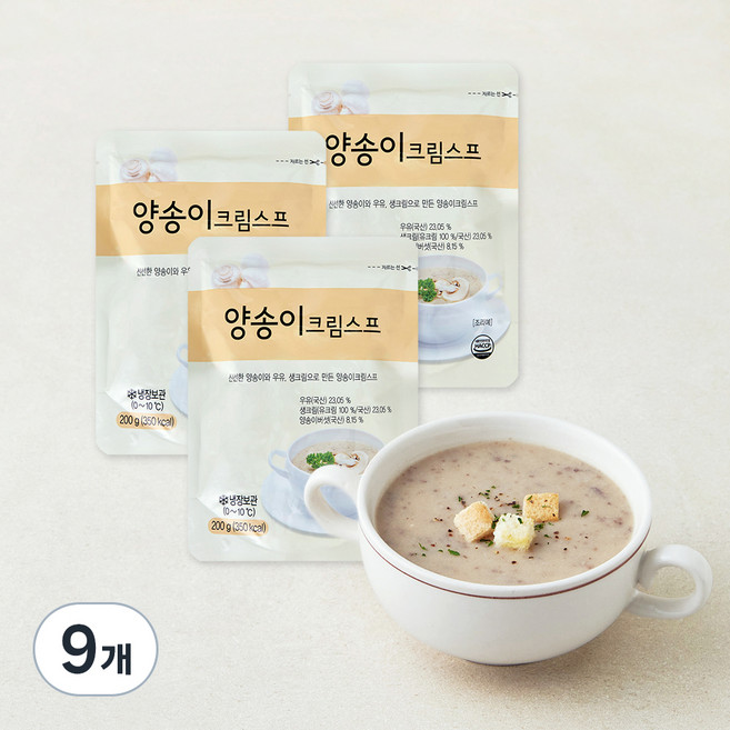 사랑과정성 양송이 크림스프 (냉장), 200g, 9개