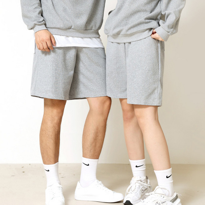 TENCLO 男女通用 大尺碼 鬆緊帶 鬆餅格紋 短褲 TC-908