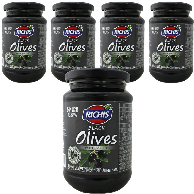 리치스 블랙올리브 병, 365g, 5개