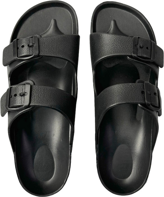 雙排扣軟底防臭防滑耐磨拖鞋 黑色 EVA材質, 42碼