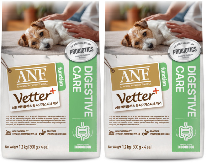 ANF 베터플러스 독 기능성 사료, 장건강/유산균, 1.2kg, 2개