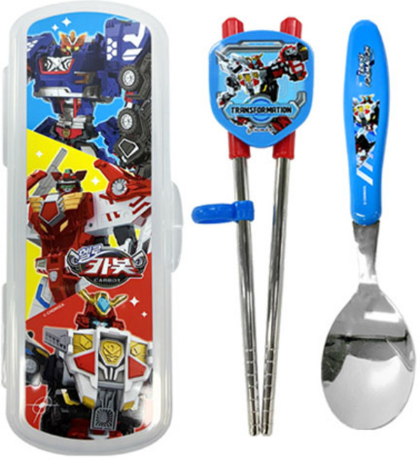 르번 헬로카봇 한손에 수저 세트, 혼합색상, 수저 + 젓가락 + 케이스, 1개