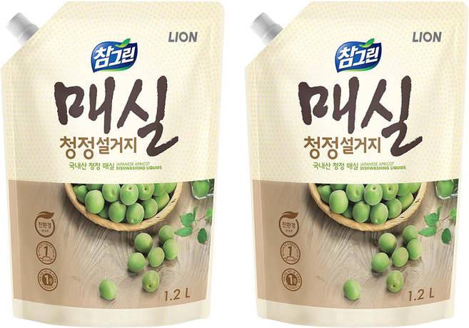 Chamgreen 青梅洗碗精補充包, 1.2L, 2包