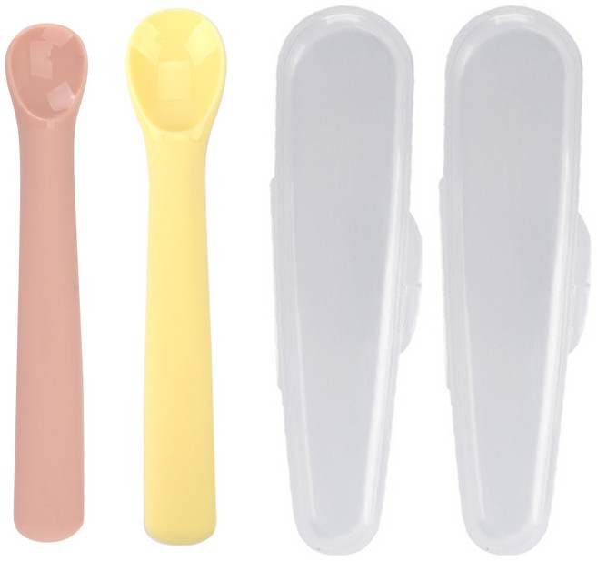 데일리라이크 봉봉 이유식 스푼 2종 + 케이스 세트, 스트로베리 & 레몬, 1세트