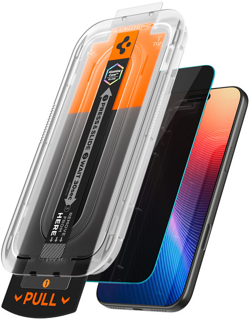 슈피겐 강화유리 tREZ핏 프라이버시 사생활 휴대폰 액정보호필름 2p 세트 AGL10000, 1세트