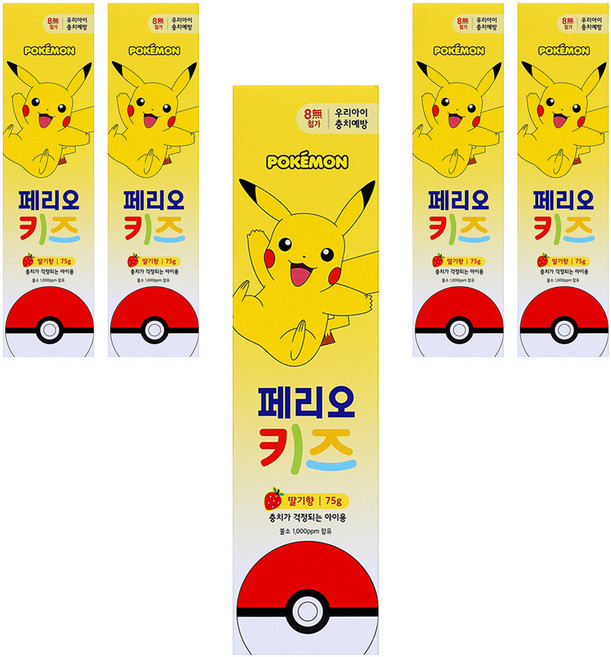페리오 키즈 포켓몬스터 치약 딸기향, 75g, 1개입, 5개