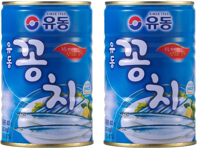 유동 꽁치 통조림, 400g, 2개