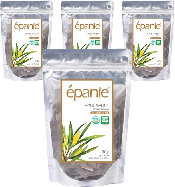 에빠니 유기농 루이보스 허브차 삼각망 티백, 1.5g, 20개입, 4개