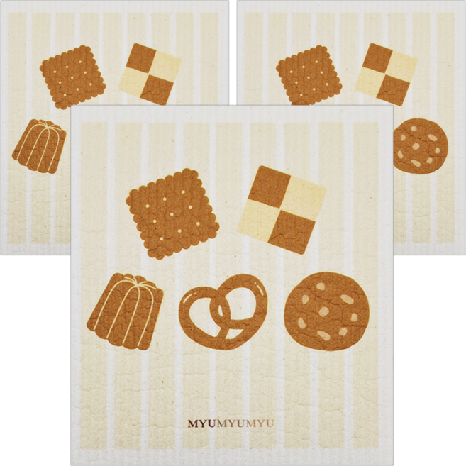 沐慕家居 木漿棉環保抹布 可麗露餅乾, 3個