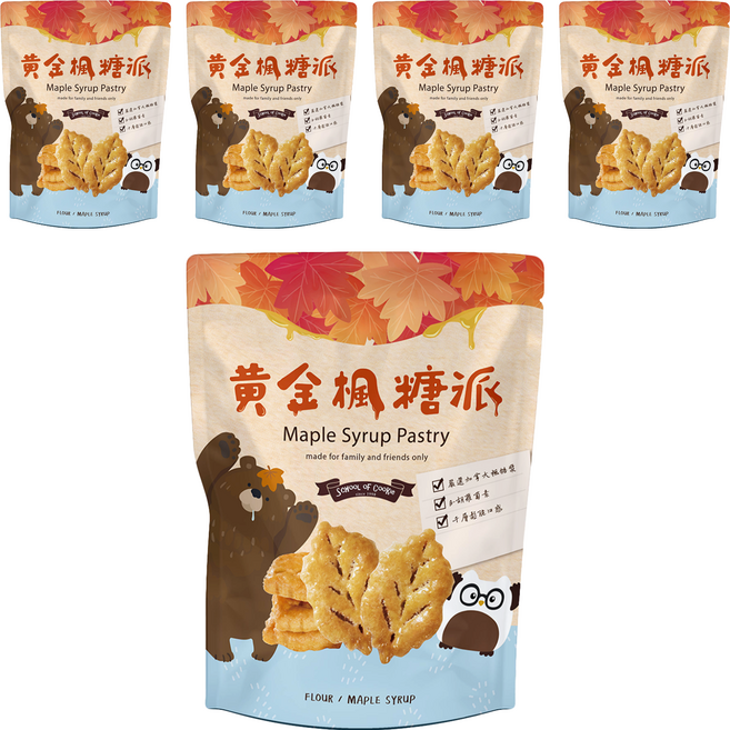 School of Cookie 台灣優格餅乾學院 黃金楓糖派, 230g, 5包