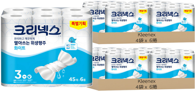 Kleenex 舒潔 可水洗衛生廚房紙巾 白色, 6捲, 8袋