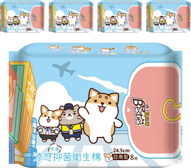 Besties 貝絲蒂 日用型涼感抑菌衛生棉 護翼型, 24.5cm, 8片, 5包