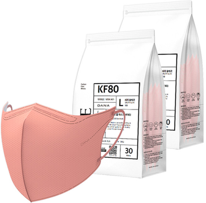 다나마스크 오브 쿨 뷰티라인 마스크 대형 KF80, 30개입, 2개, 5 체리 끌레르