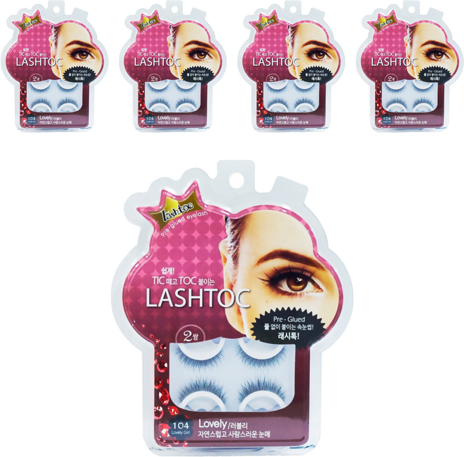 래쉬톡 시즌2 노글루 원터치 인조속눈썹, 러블리, 5개