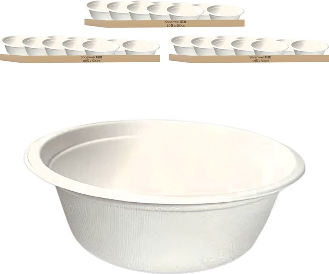 Shoenwei 順崴 植纖免洗紙碗500cc 一次性環保餐具 適用於家庭聚餐、戶外野餐 省時省力, 10個, 3組
