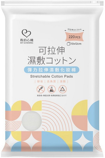 MY SCHEMING 我的心機 彈力拉伸濕敷化妝棉, 220片, 1包