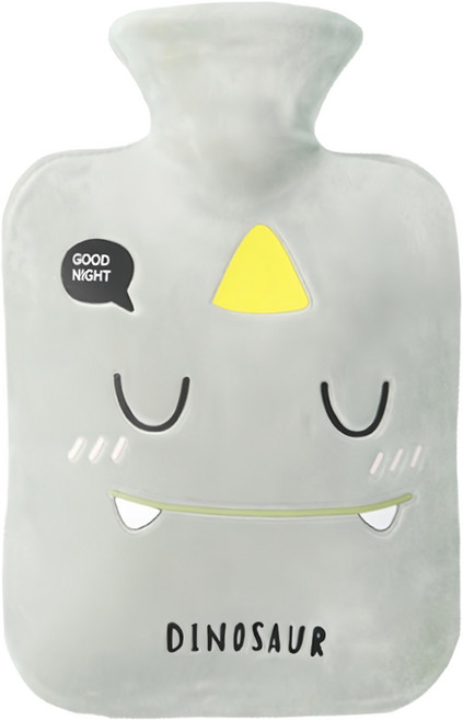 HOME GYM CLUB 居家健身 絨毛熱水袋 綠色恐龍 26.5 x 16.5cm 1L, 1個