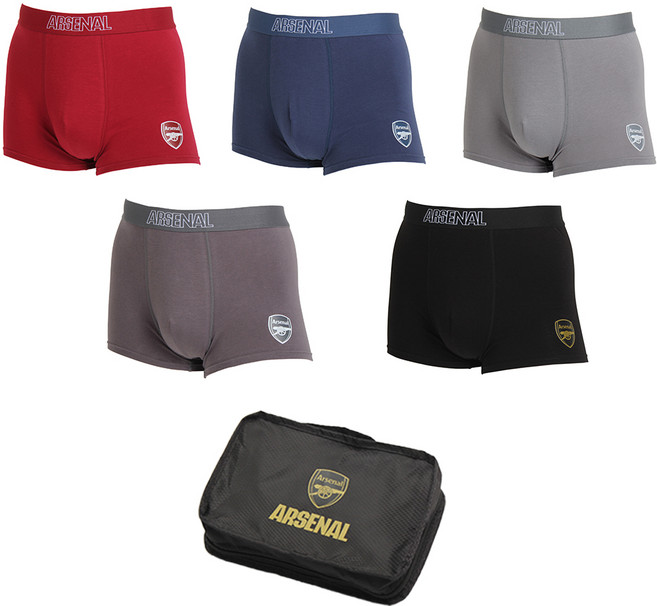 Arsenal Football Standard 男士舒適四角內褲 5件組 +收納袋
