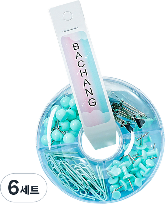 오마땅 집게 클립 압정3종 사무용 종이클립세트 민트, 6세트, 특소