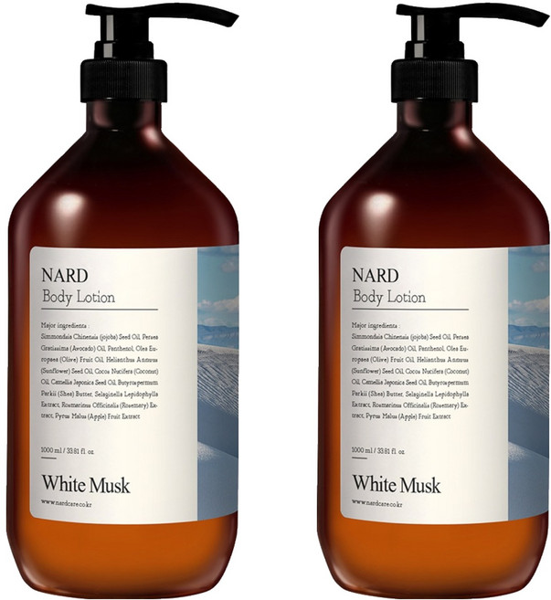 나드 모이스처 퍼퓸드 바디로션 화이트머스크향, 1L, 2개