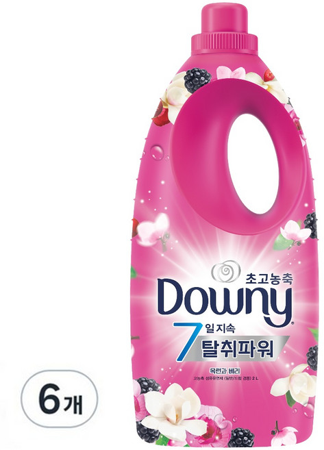 다우니 고농축 섬유유연제 목련과 베리향 본품, 2L, 6개