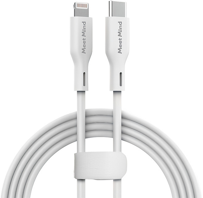 Meet Mind USB-C-Lightning PD 快速充電傳輸線, 1.2m, 白色, 1條